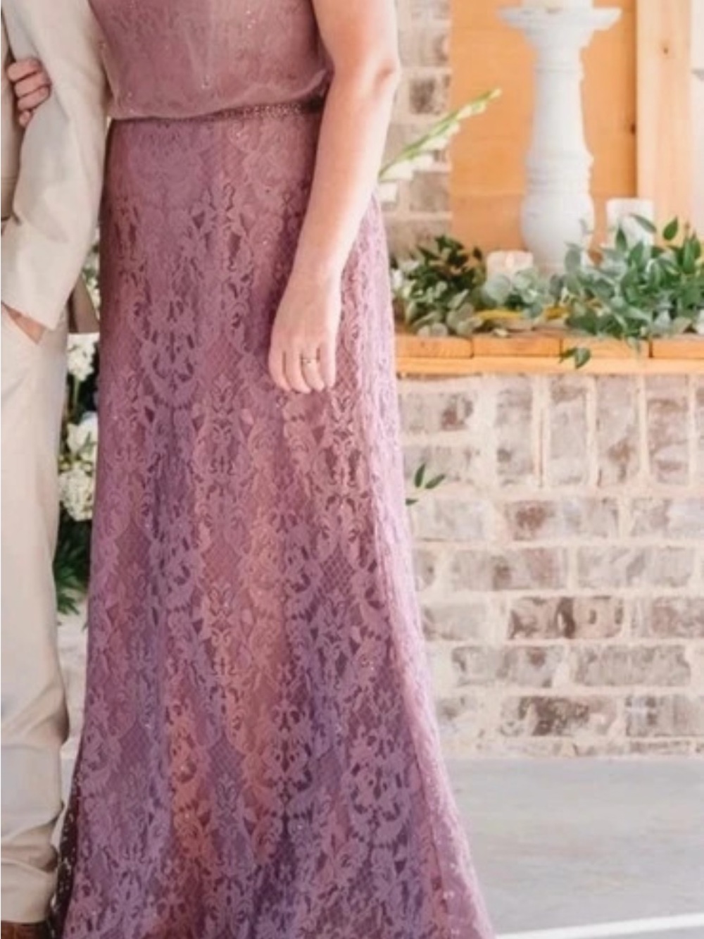 Floral Lace Maxi Skirt in Mauve Pink